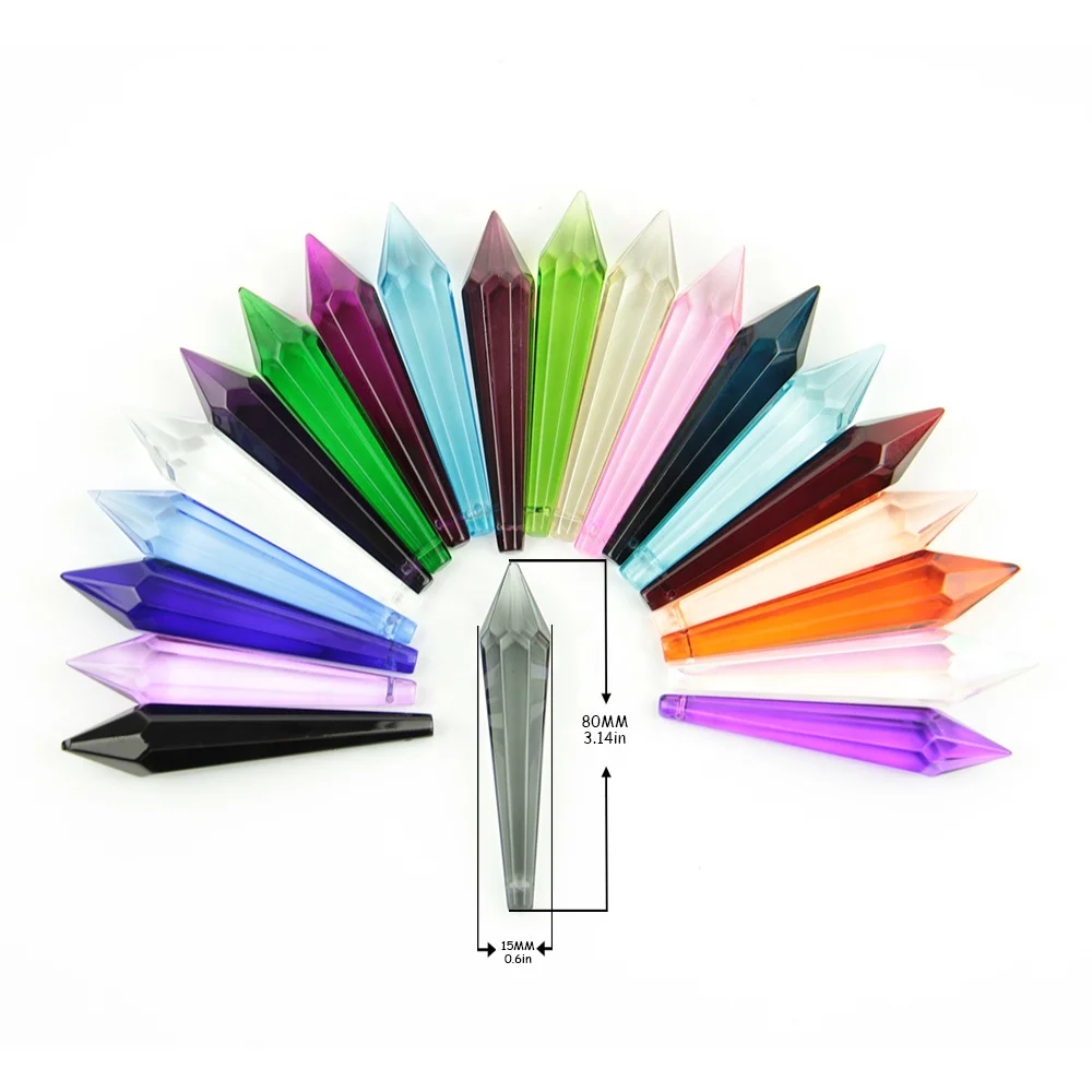 Shiny 10pieces 80mm mix color crystal multi-faceted hanging glass icicle pendants glass chandelier parts for lamp/light