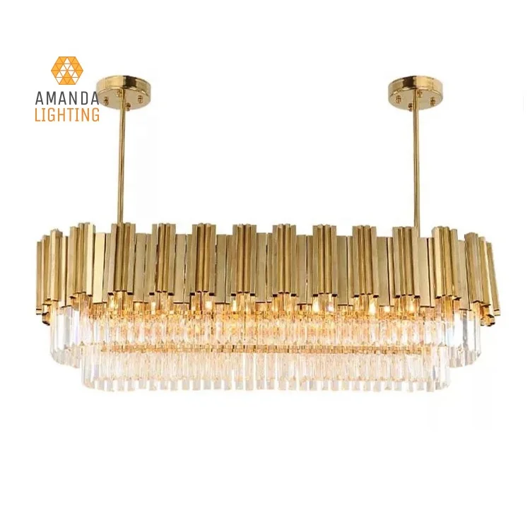 modern design decoration luxury rectangular chandelier crystal ceiling lamps for dining room