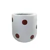 White color egg shape fiberglass flower pot with gold dot printing