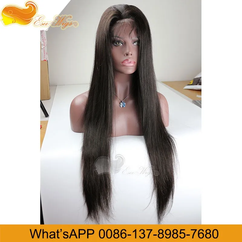 Virgin human hair full lace wig top silk based lace wigs natural color in stock