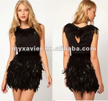 plus size feather cocktail dress