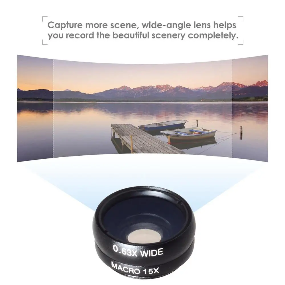 Apexel Mobile Phone Camera Lens 5 In 1 Clip On Cell Phone Wide Angle