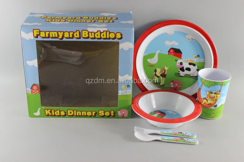 5PCS Melamine Kids Set , Children Plastic Tableware