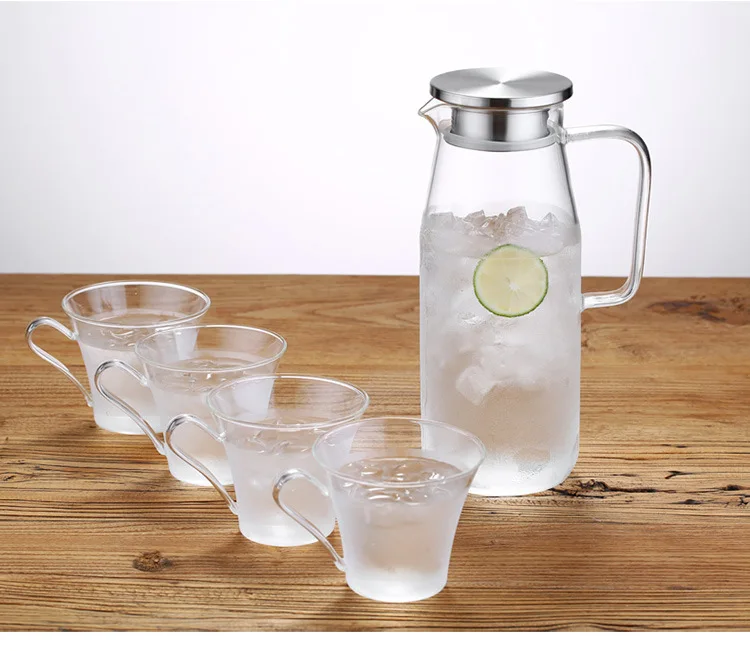 Glass Pitcher With Lid Covered Gallon Iced Tea Pitcher Lidded Water Jug