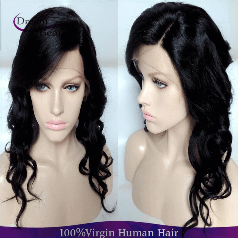 8A Glueless Full Lace Human Hair Wigs Brazilian Virgin Hair Loose Wave Lace Front Wig 150