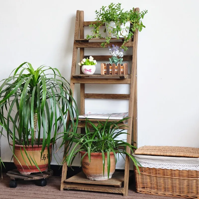 Outdoor Plant Stand Flower Garden Pot Display Wooden Shelf Planter Outdoor Plant Stand Flower Garden Pot