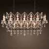 Modern Crystal Lighting Vintage Chandelier Rectangle Elegant Hanging Drop Light Dinner Room Mounted Ceiling Fixture CZ2553/18