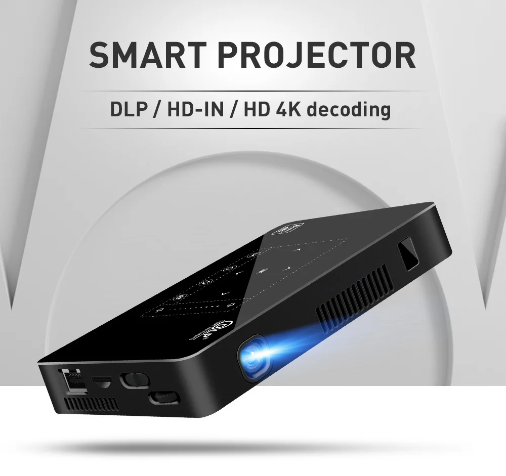 Ultra Portable Projector 4k Android 8 Core Dlp Projector Ethernet Port