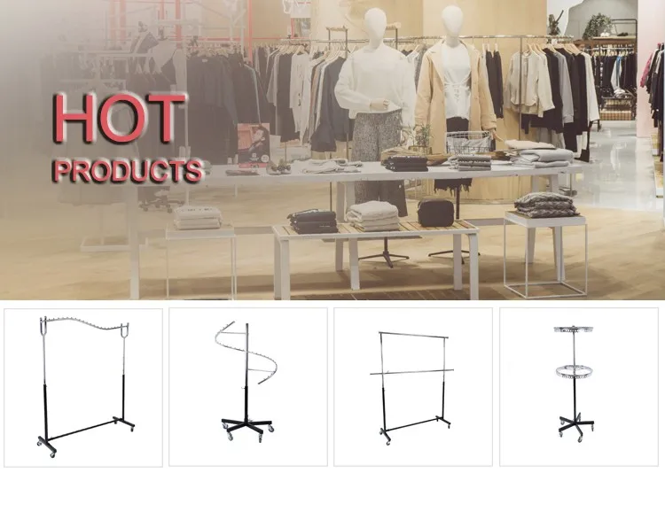 Metal fashion retail clothing displays rack shelf adjustable factory