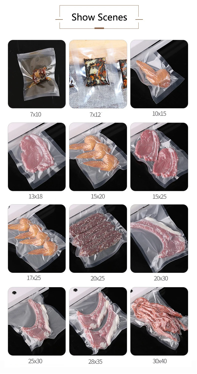 定制印刷食品级透明塑料压花真空袋 