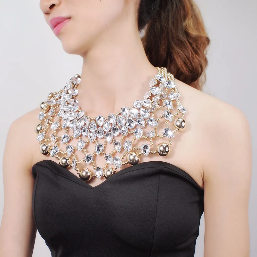 Style Fashion Crystal Bib le Collier Pendentif Chunky Choker Charme Long-chaînes Style Fashion Crystal Bib le Collier Pendentif Chunky Choker Charme Long-chaînes