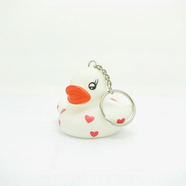 Eco-Friendly Promotional Custom Vinyl PVC Plastic Keyring heart shape Rubber Bath Duck Keychain