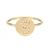 China Stainless Steel Initial Jewelry Custom Disc 14k Gold Fashion Zirconia Silver Signet Ring Rhinestone Diamond Ring