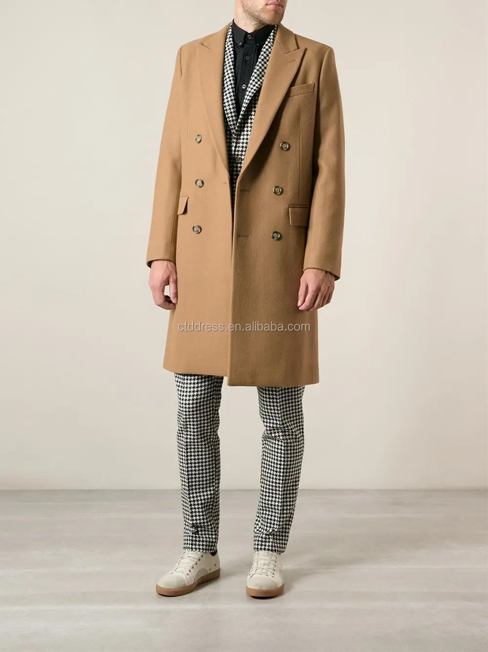 2014 New Style Camel Cashmere Tailor Made Long Coat Men Buy Tailor