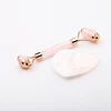 Rose quartz gua sha tool set jade roller for Face with Under Eye Pads and Gua Sha Scraping Stone