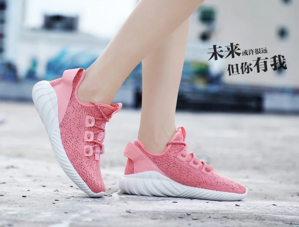 2018 hot sale breathable knitted upper womens tennis shoes