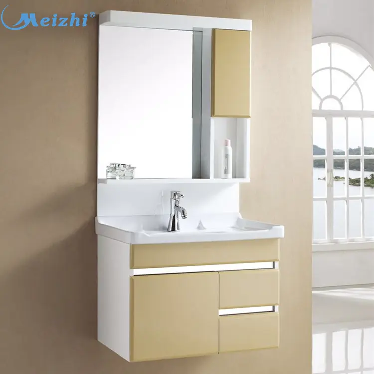 Wall hung bathroom laundry cabinet with quartz wash basin