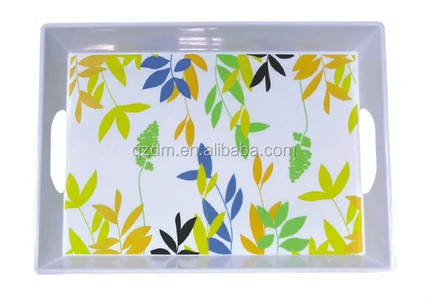 39x27cm Wholesale Melamine Serving Tray , Plastic Tray with handle
