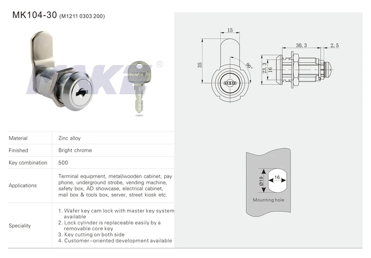 Mk10430 Wafer Key Cam Lock With Master Key Cylinder Replacement Buy