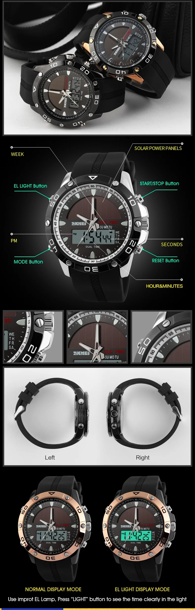 skmei solar watch instructions