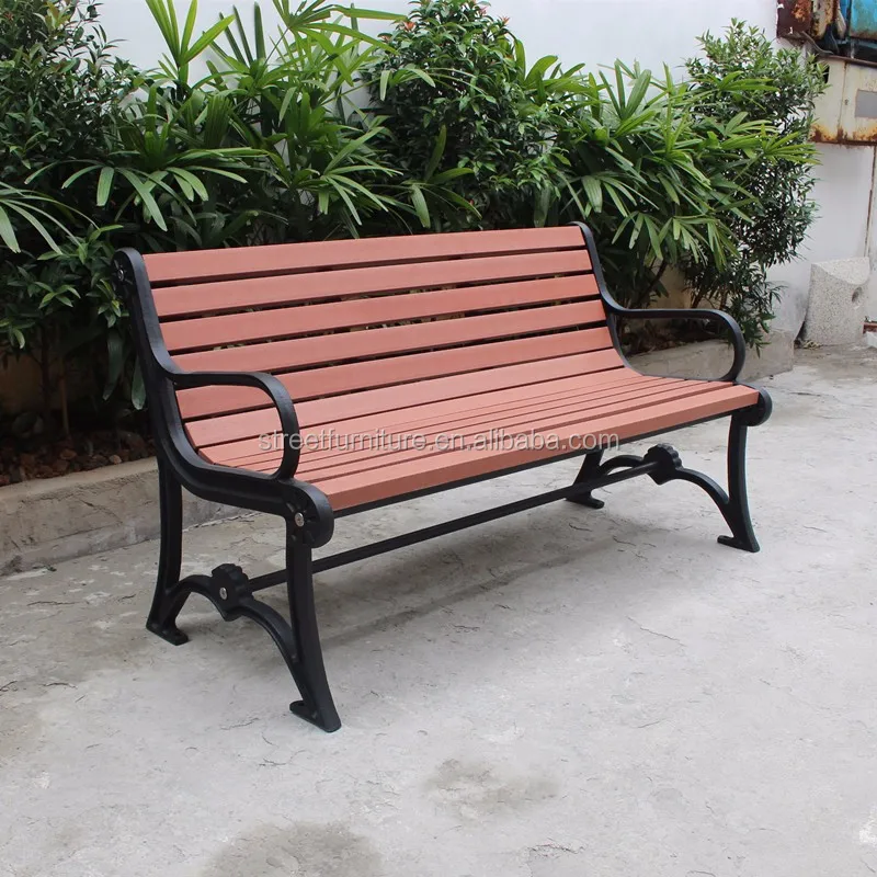 Cast iron bench legs and recycled plastic slats outdoor park benches wooden park long bench chair