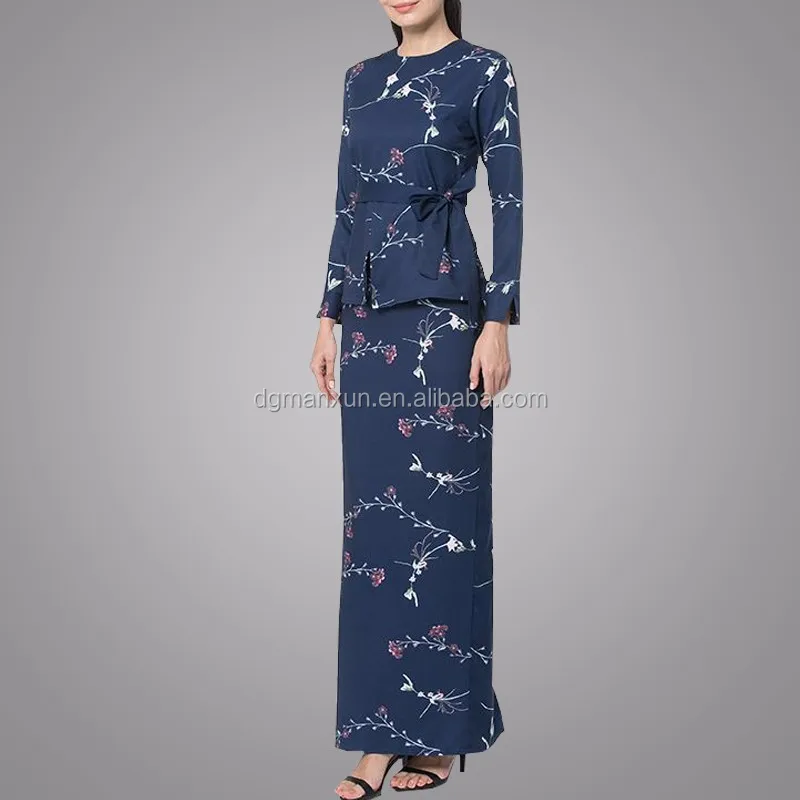 Floral Printing Muslim Dress Elegant  Baju  Kurung  Malaysia 