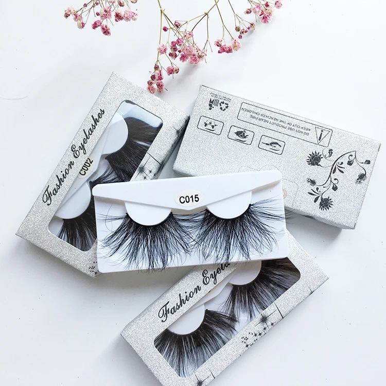 Wholesale Custom Long Dramatic 25mm Lashes Individual Create Your Own Lashes With pink Custom Packaging