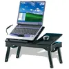 Adjustable Ergonomic Folding Laptop Desk for Bad with Cooling Fan and Mouse Pad