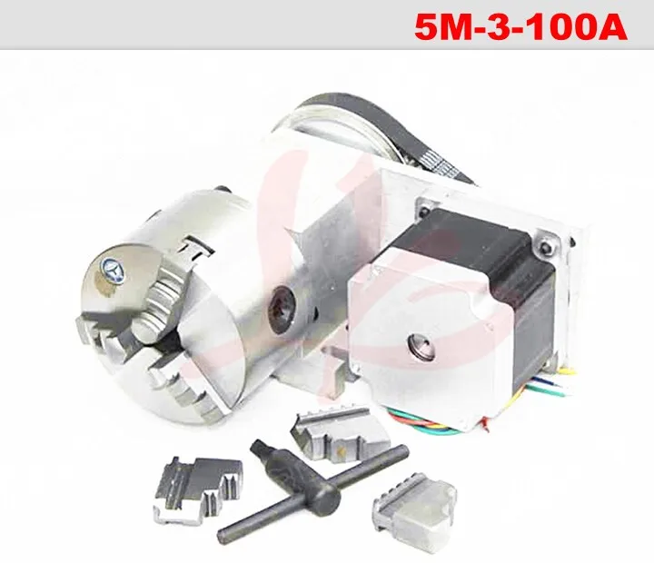 Rotary Axis 4th Axis 4Jaw 100mm Lathe Chuck Rotational 4:1 NEMA34 CNC Router 