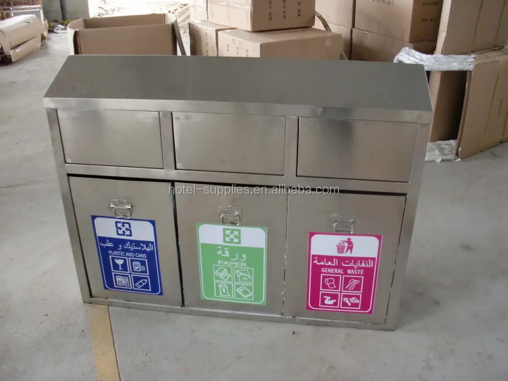3 Compartment Recycling Bin Stainless Steel Buy 3 Compartment