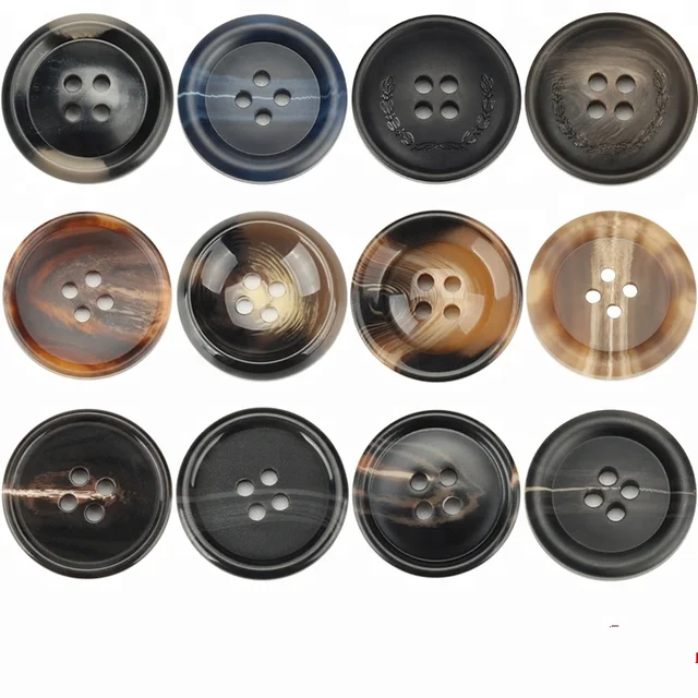 Negro Forma Redonda W-BOXINS 150 Botones de Costura de Resina de 25 mm Abrigo 4 Agujeros para Manualidades Trajes Costura