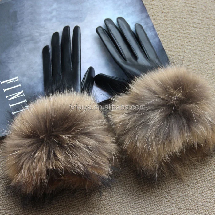 raccoon fur gloves