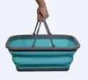 Multi-functional 10L Retractable Folding Collapsible Silicone Market Shopping Picnic Fruit Vegetable Basket Tote With Handles