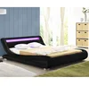 Italian design curve shape faux leather PU LED bed