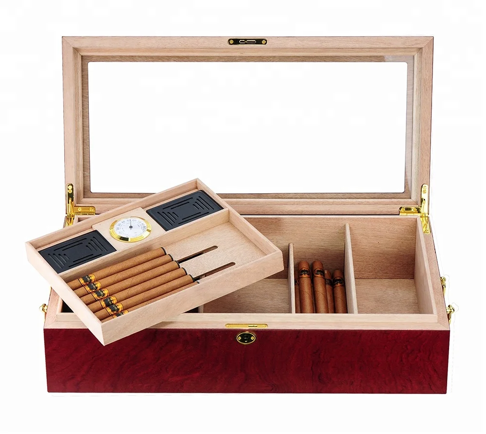 3 Lados Madeira Janela De Vidro Armário De Exposição De Charutos