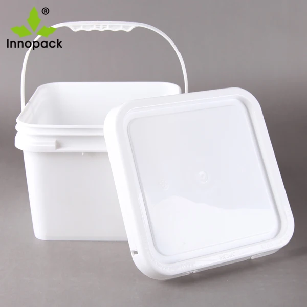 1l White Square Plastic Buckets With Lid Buy Square White Plastic