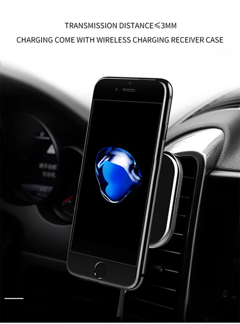 Magnetic Wireless Charger Car Mount Phone Holder For Samsung Qi Wireless Charging Pad Mobile Phone Magnet Holder