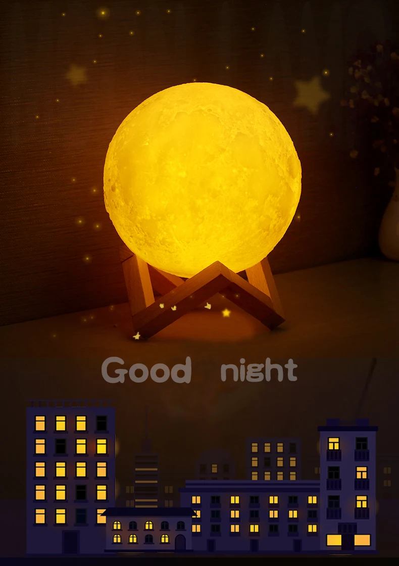 Moon Light 3d Printing Light Moon Lamp 3d Warm And White Touch
