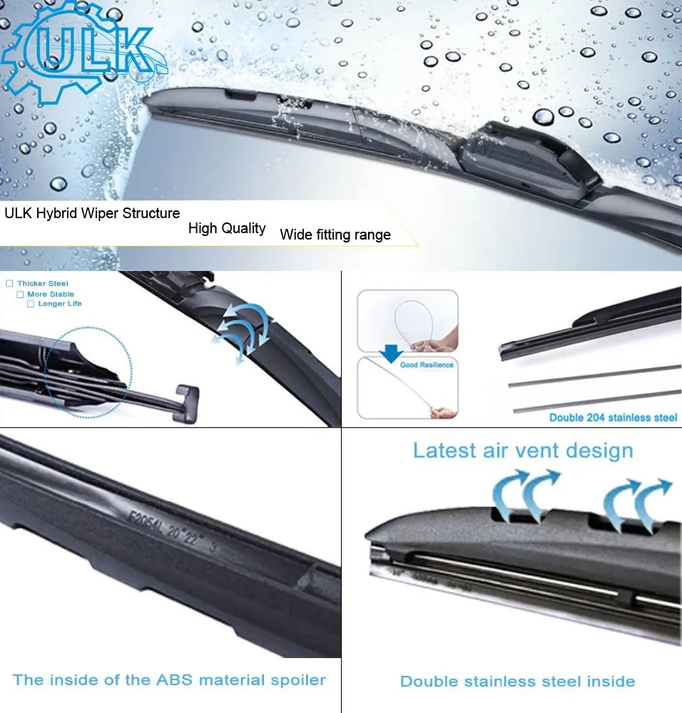 Ulk Hybrid Windshield Wipers Fit For All Car Models With Clips