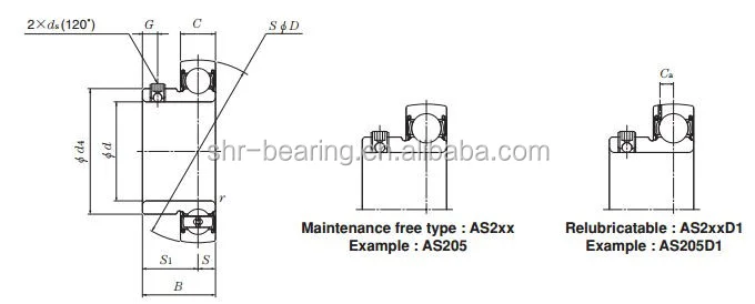 Pillow block bearing housing NAS205D1 Japan NTN insert bearing AS205D1