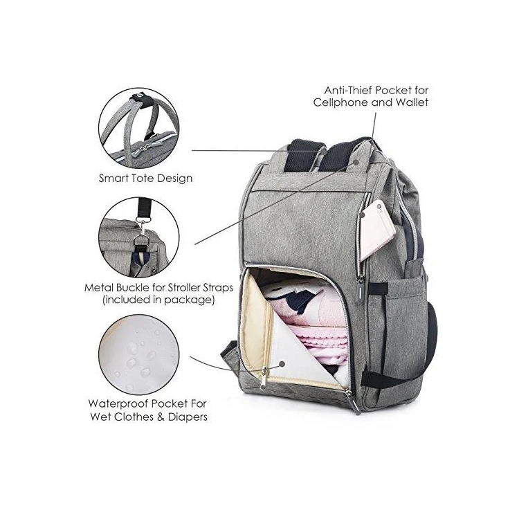 Travel Diaper Bag Backpack Usb Charging Port Changing Baby Bag Sets