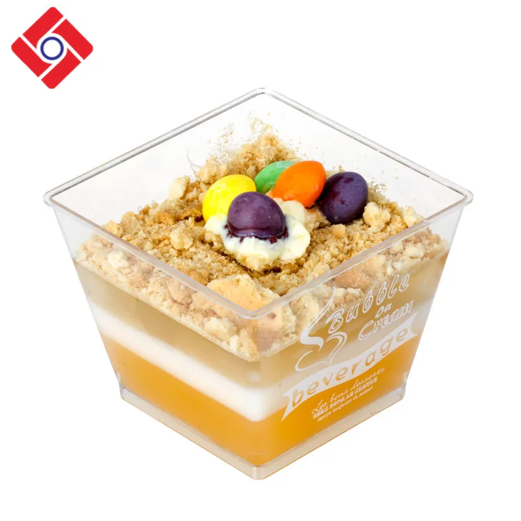 Cube Clear Plastic Ice Cream Icecream Container,Mousse Tiramisu Cups