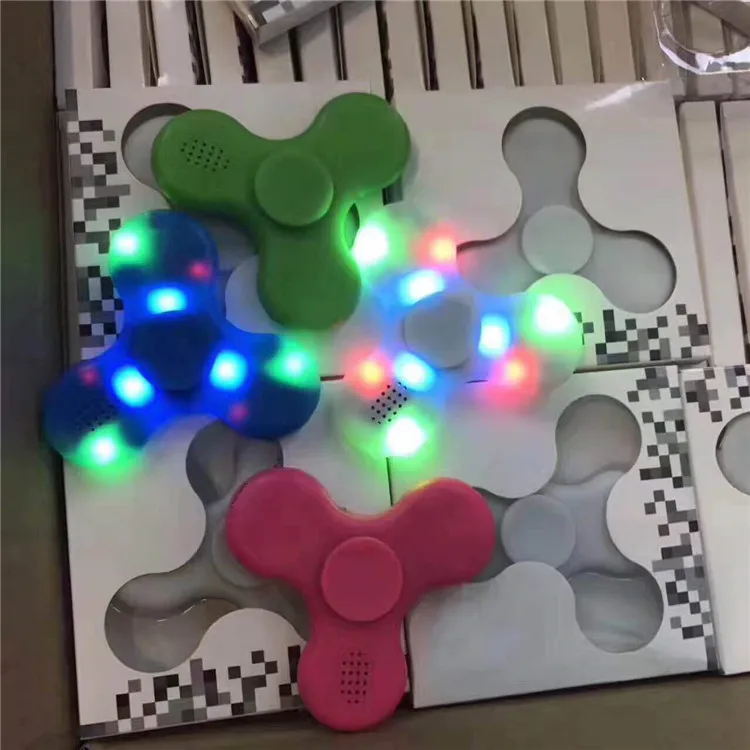 In Stock Fidget Spinner with Built in LED Bluetooth Speaker Hand Spinner Tri Finger Spinning Top Decompression Finger Toys