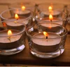 hot selling small short clear tea light glass candle holder with wax