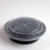 Black Round Plastic PP 24oz Food Container Bento Box Heated Lunch Box