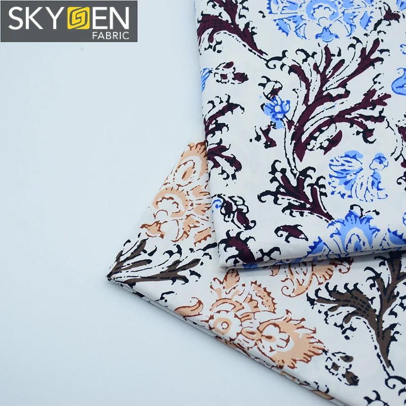 Skygen Stock Lot Wholesale Suppliers Pakistan Sateen Cotton Blue Floral