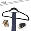 Chinese Supplier Wholesale Custom Black No Fading Tie Bar Slim Non-Slip ABS Plastic Velvet Flocked Coat Suit Hangers 50
