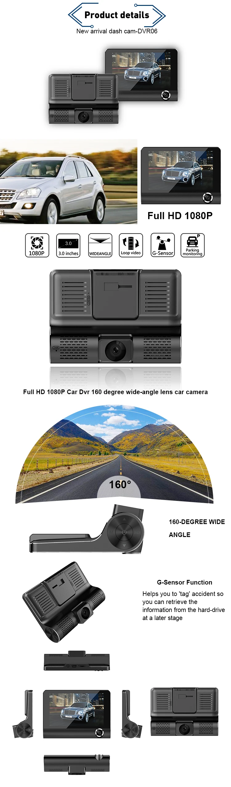 Ahd camera g sensor wireless rearview mirror car parking dvr camera with sim card