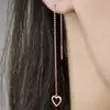 Indian Gold Drop Earrings Yellow Gold Long Chain Heart Shaped Threader Earrings