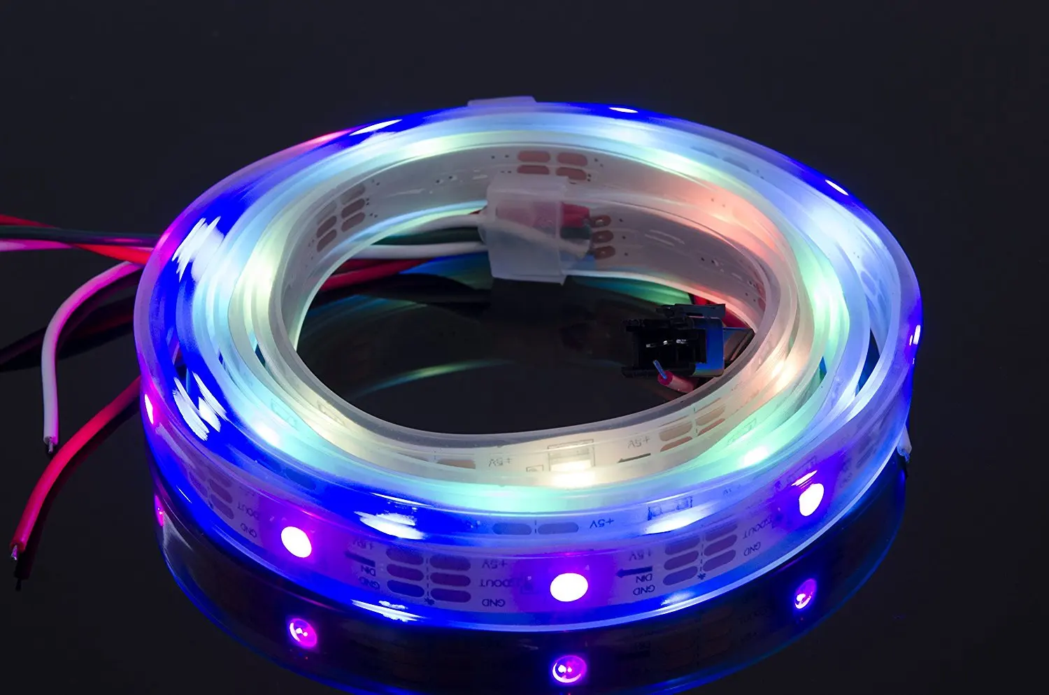 5V 3-Pin JST-SM Connectors Pre-Soldered To Both Ends Black PCB ACROBOTIC 1m 144-Pixel Addressable 24-Bit RGB LED Strip IP68 Waterproof WS2812B WS2811